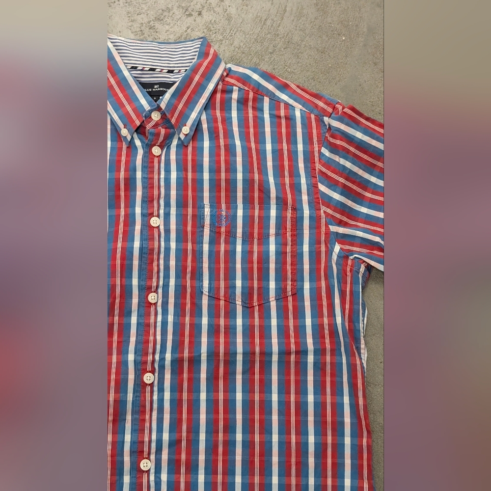 Blue Harbor Red and Blue Plaid Shirt, Small